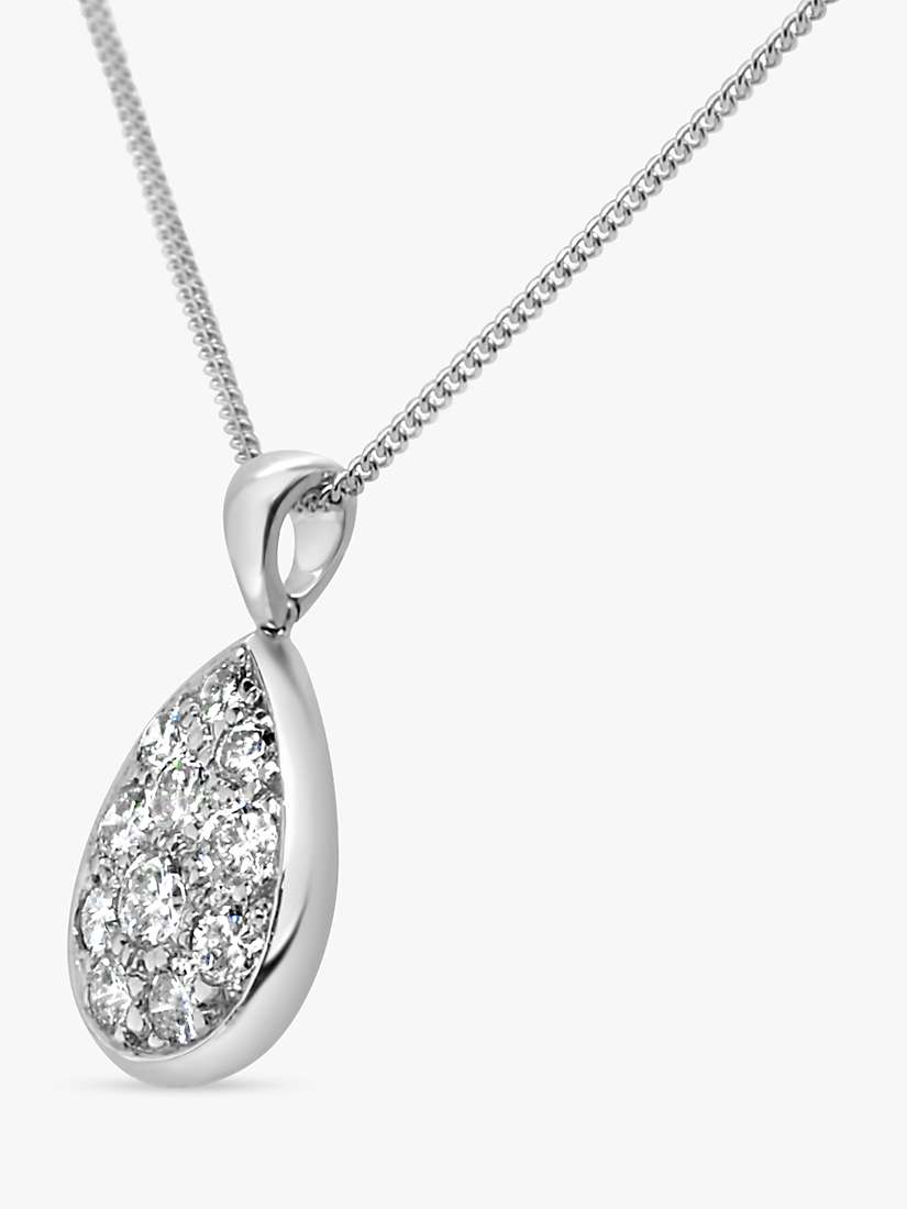 Buy Milton & Humble Jewellery Second Hand White Gold & Pave Diamond Pear Pendant Necklace, Silver Online at johnlewis.com