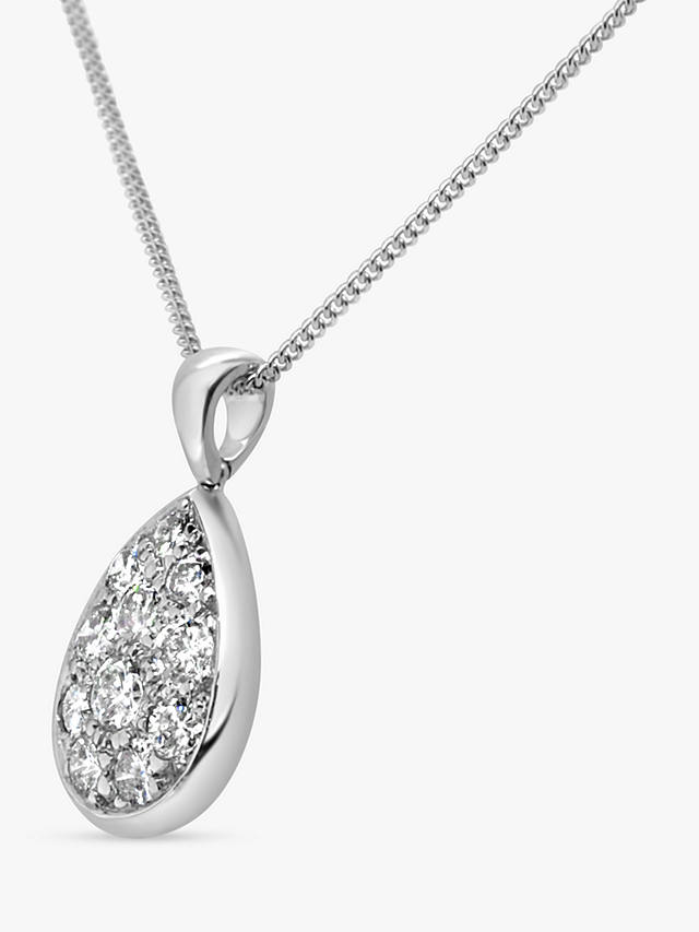 Milton & Humble Jewellery Second Hand White Gold & Pave Diamond Pear Pendant Necklace, Silver