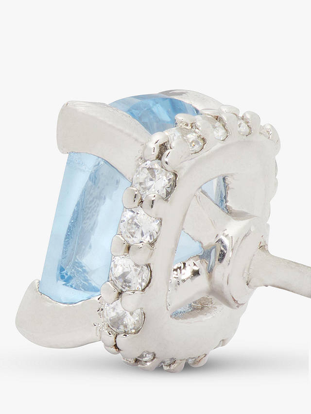 kate spade new york Little Luxuries Cubic Zirconia Square Stud Earrings, Silver/Blue