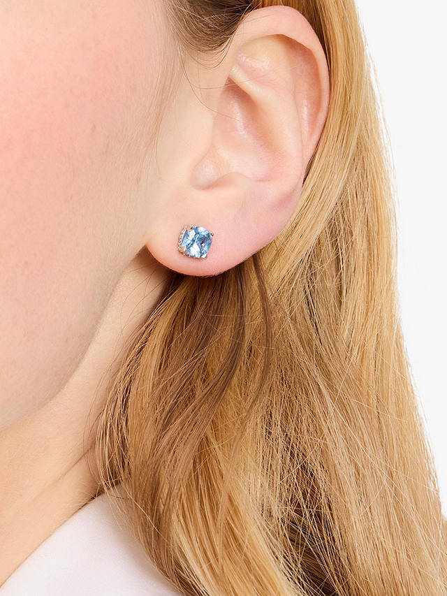 kate spade new york Little Luxuries Cubic Zirconia Square Stud Earrings, Silver/Blue