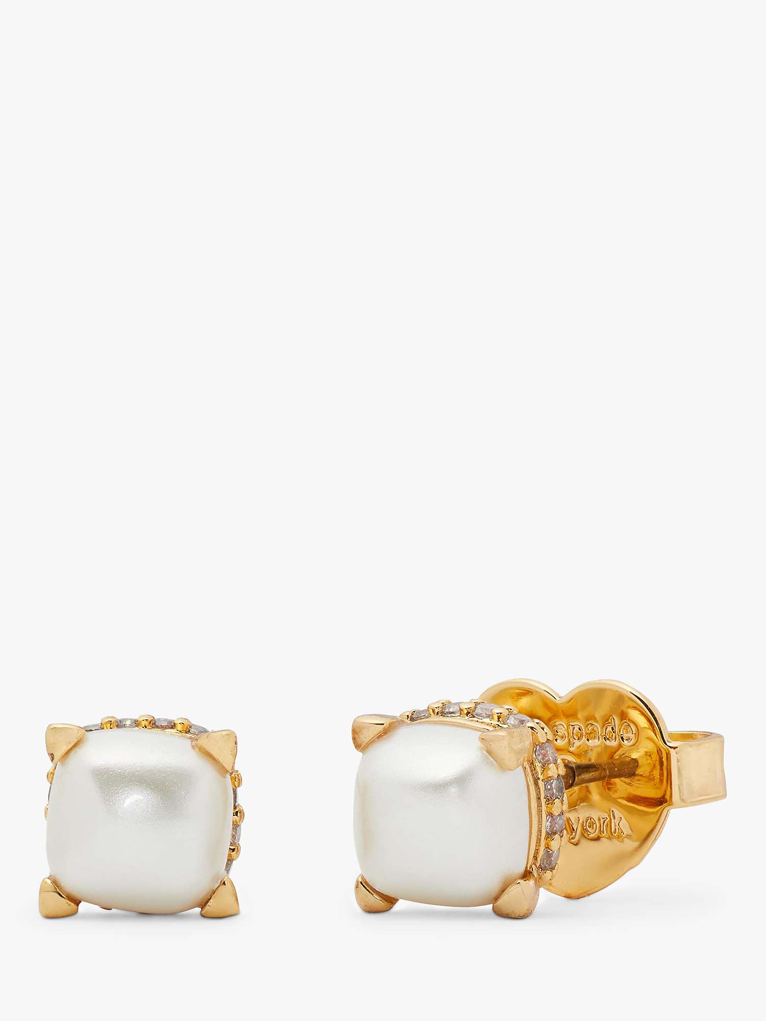 Buy kate spade new york Little Luxuries Glass Pearl Square Stud Earrings, Gold/Cream Online at johnlewis.com
