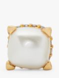 kate spade new york Little Luxuries Glass Pearl Square Stud Earrings, Gold/Cream