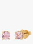 kate spade new york Little Luxuries Cubic Zirconia Square Stud Earrings, Gold/Pink