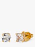 kate spade new york Little Luxuries Cubic Zirconia Square Stud Earrings, Gold/Clear