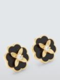 kate spade new york Enamel and Cubic Zirconia Bloom Stud Earrings, Gold/Black