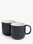 John Lewis Puritan Stoneware Mugs, Set of 2, 375ml, Indigo