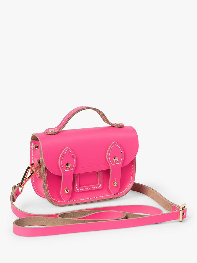 Cambridge Satchel The Micro Satchel Leather Bag, Fluoro Pink