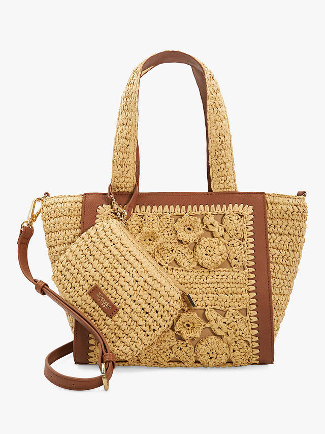 Dune Daisy Floral Applique Embellished Handbag, Natural