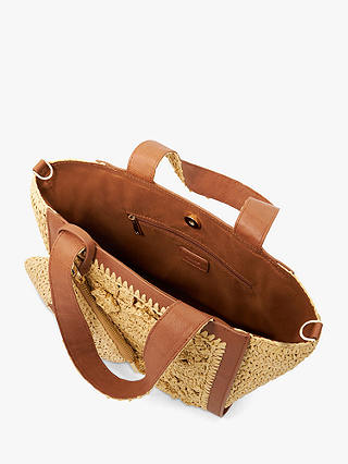 Dune Daisy Floral Applique Embellished Handbag, Natural