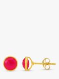 Auree Savanne Pink Chalcedony Stud Earrings, Gold