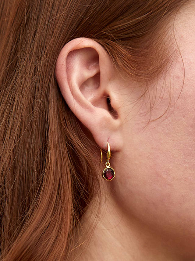 Auree Barcelona Birthstone Gold Vermeil Drop Earrings, Garnet - January