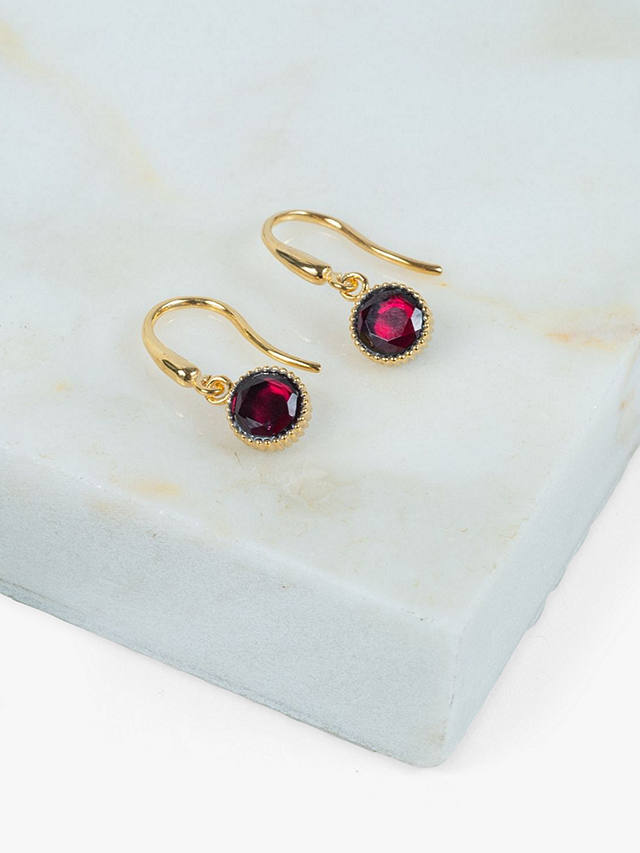 Auree Barcelona Birthstone Gold Vermeil Drop Earrings, Garnet - January