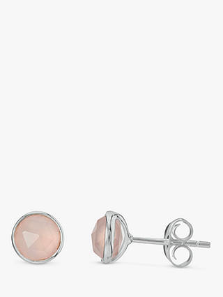 Auree Savanne Pink Chalcedony Stud Earrings, Silver