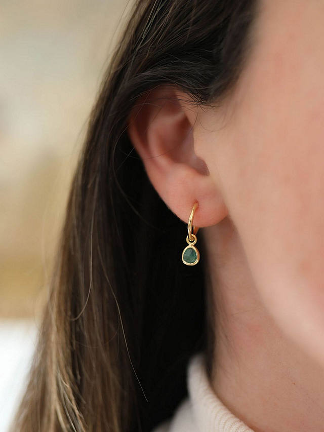 Auree Hampton Gold Vermeil Hoop Earrings, Gold/Emerald
