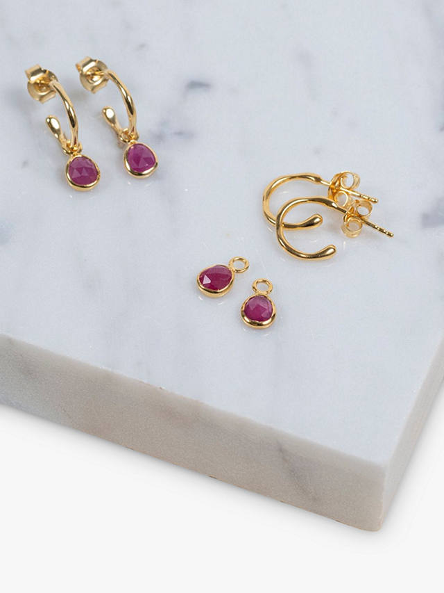 Auree Hampton Gold Vermeil Hoop Earrings, Gold/Ruby