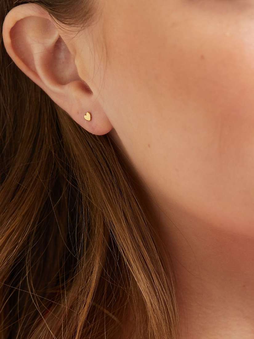 Buy Auree Verona Full Heart Stud Earrings, Gold Online at johnlewis.com