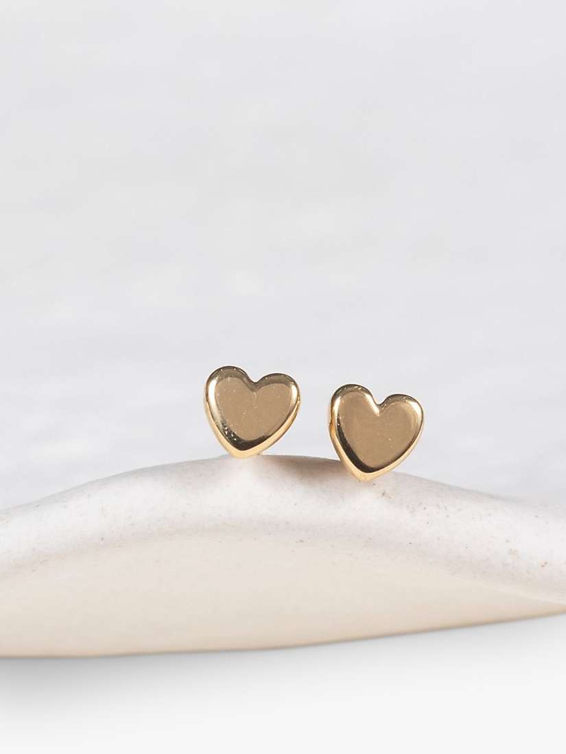 Buy Auree Verona Full Heart Stud Earrings, Gold Online at johnlewis.com