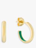 Auree Havana Enamel Detail Half Hoop Earrings, Gold/Apple Green
