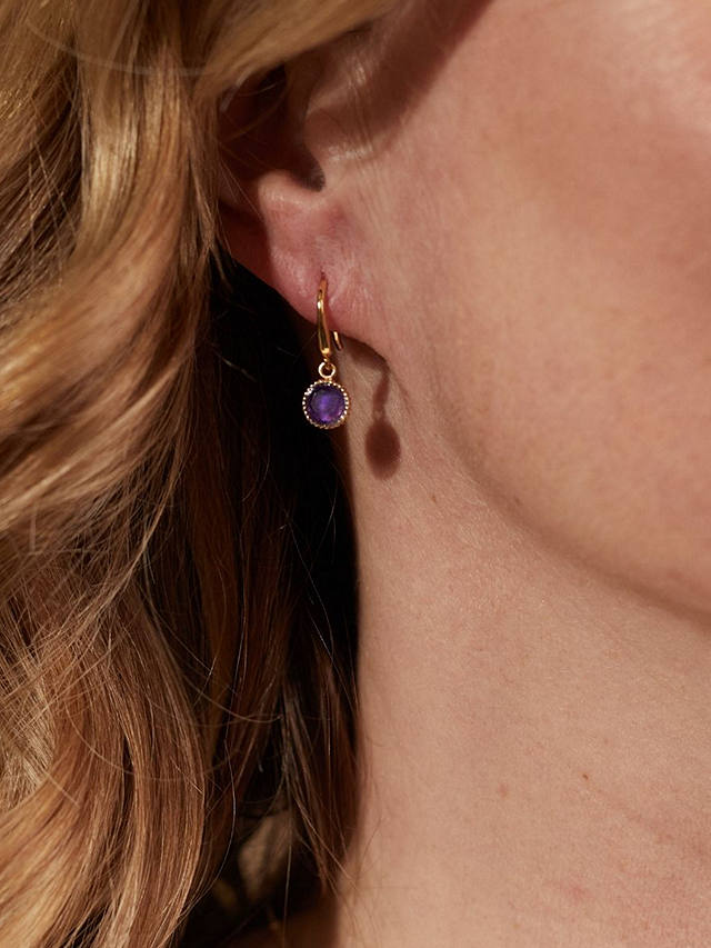 Auree Barcelona Birthstone Gold Vermeil Drop Earrings, Amethyst - February