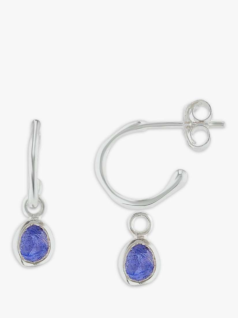 Buy Auree Hampton Sapphire Drop Mini Hoop Earrings, Silver/Blue Online at johnlewis.com