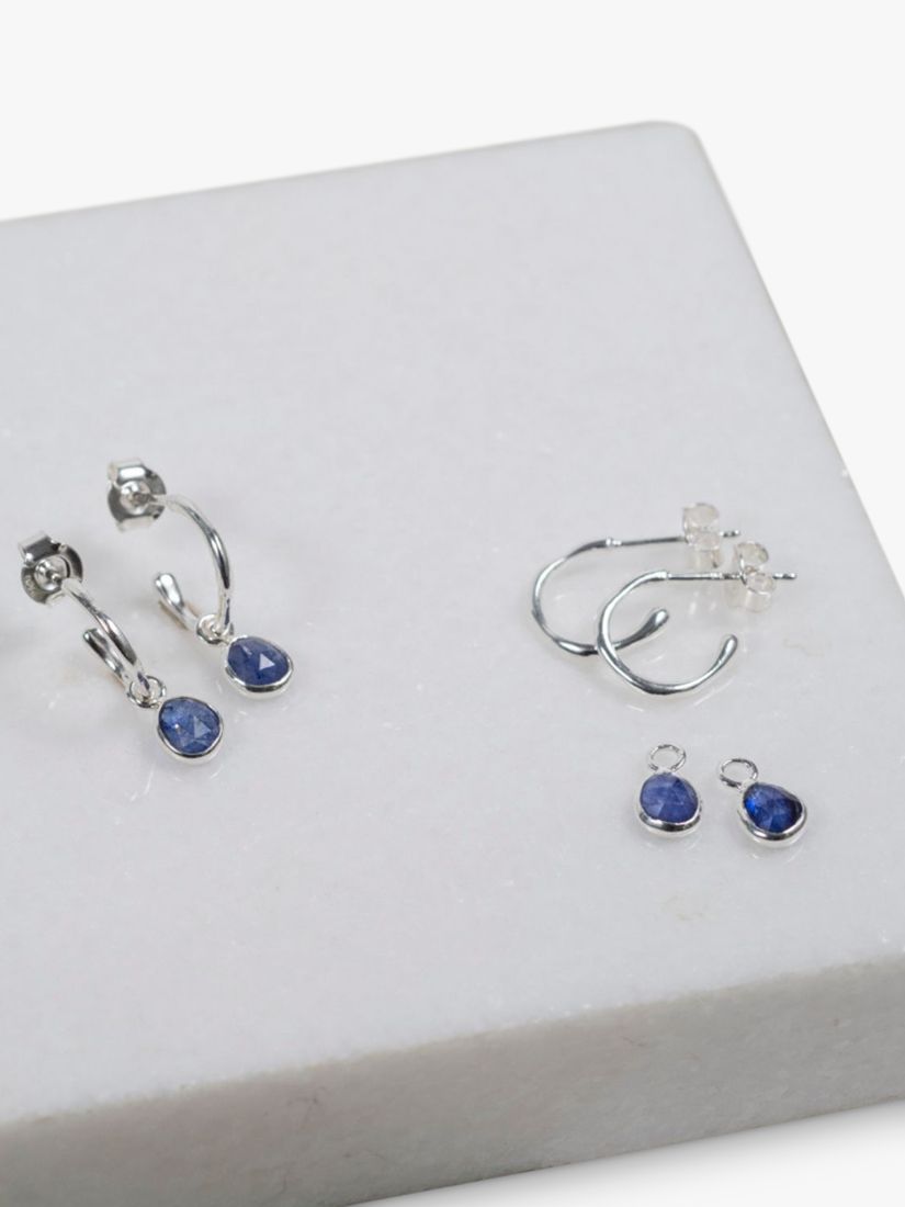Buy Auree Hampton Sapphire Drop Mini Hoop Earrings, Silver/Blue Online at johnlewis.com
