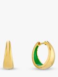 Auree Havana Enamel Detail Huggie Earrings, Gold/Apple Green