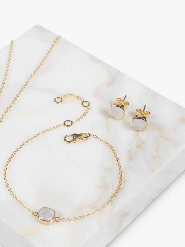 Auree Brooklyn Semi-Precious Gemstone Stud Earrings, Gold/White