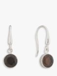 Auree Barcelona Birthstone Sterling Silver Drop Earrings, Smokey Quartz - November