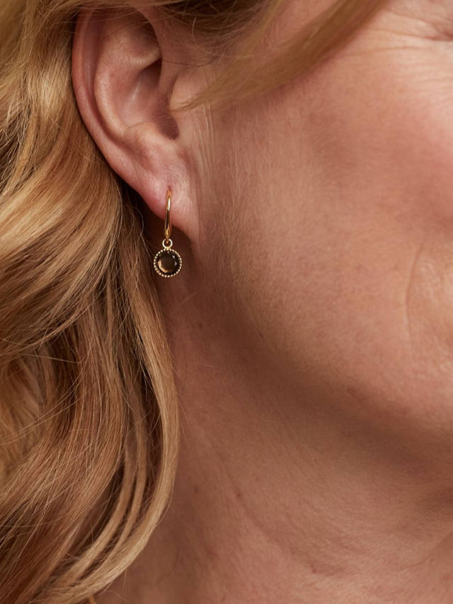 Auree Barcelona Birthstone Gold Vermeil Drop Earrings, Smokey Quartz - November