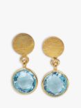 Auree Salina Blue Topaz Drop Earrings, Gold