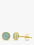 Auree Savanne Aqua Chalcedony Stud Earrings, Gold