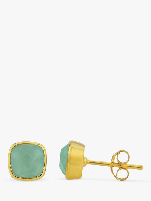 Auree Brooklyn Semi-Precious Gemstone Stud Earrings, Gold/Aqua