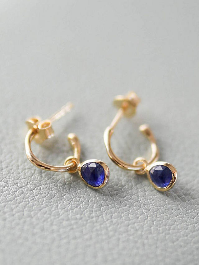 Auree Hampton Gold Vermeil Hoop Earrings, Gold/Sapphire