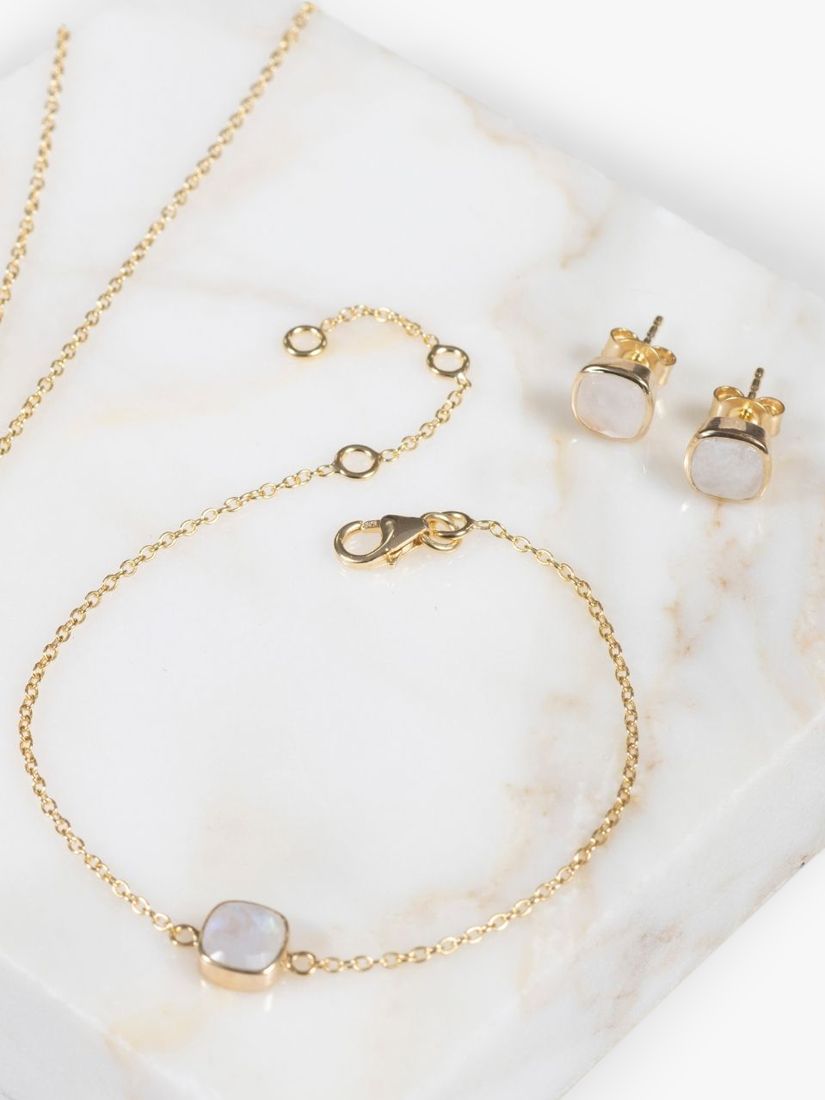 Auree Brooklyn Semi-Precious Gemstone Chain Bracelet, Gold/White