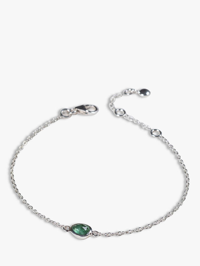 Auree Hampton Sterling Silver Chain Bracelet, Silver/Green