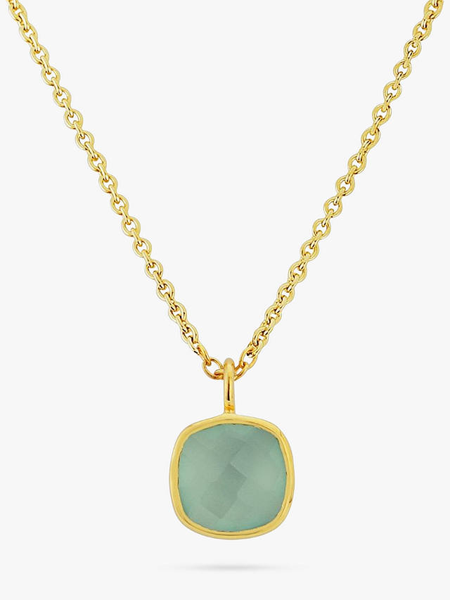 Auree Brooklyn Semi-Precious Gemstone Pendant Necklace, Gold/Aqua