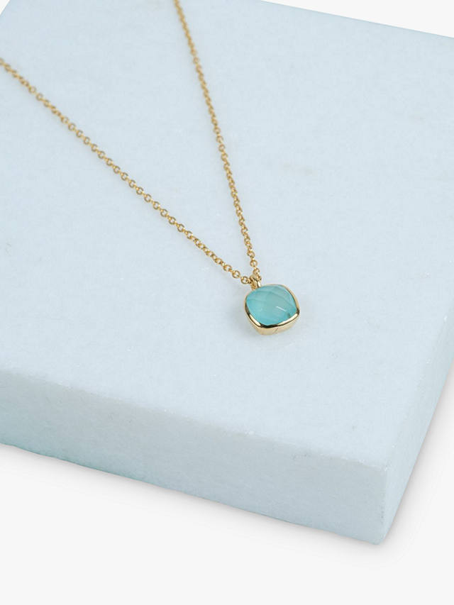 Auree Brooklyn Semi-Precious Gemstone Pendant Necklace, Gold/Aqua