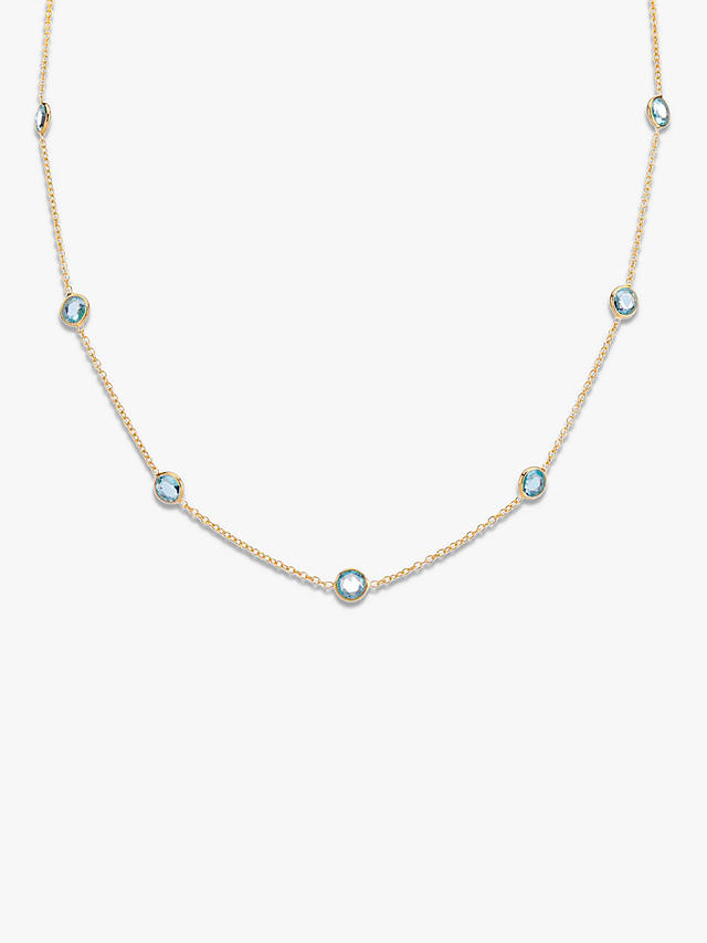 Auree Antibes Blue Topaz Station Necklace, Gold