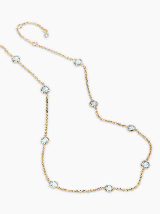 Auree Antibes Blue Topaz Station Necklace, Gold