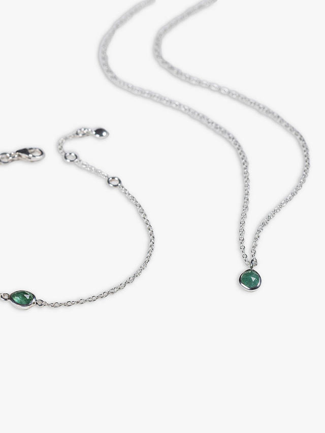Auree Hampton Pendant Necklace, Silver/Emerald