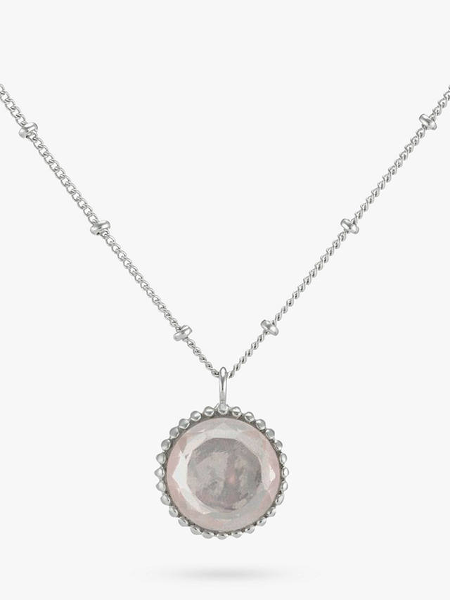 Auree Barcelona Birthstone Sterling Silver Necklace, Rose Quartz - October