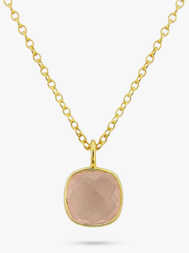 Auree Brooklyn Semi-Precious Gemstone Pendant Necklace, Gold/Pink
