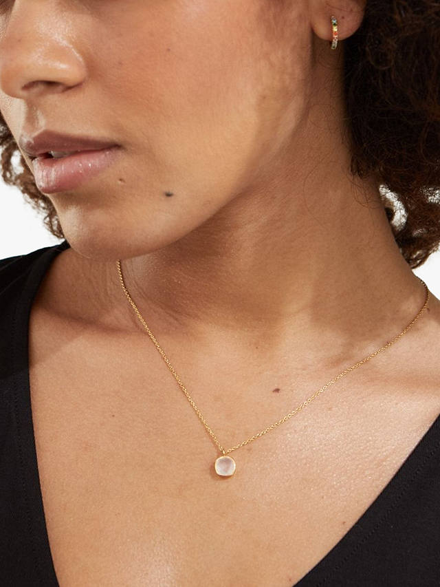 Auree Brooklyn Semi-Precious Gemstone Pendant Necklace, Gold/Pink