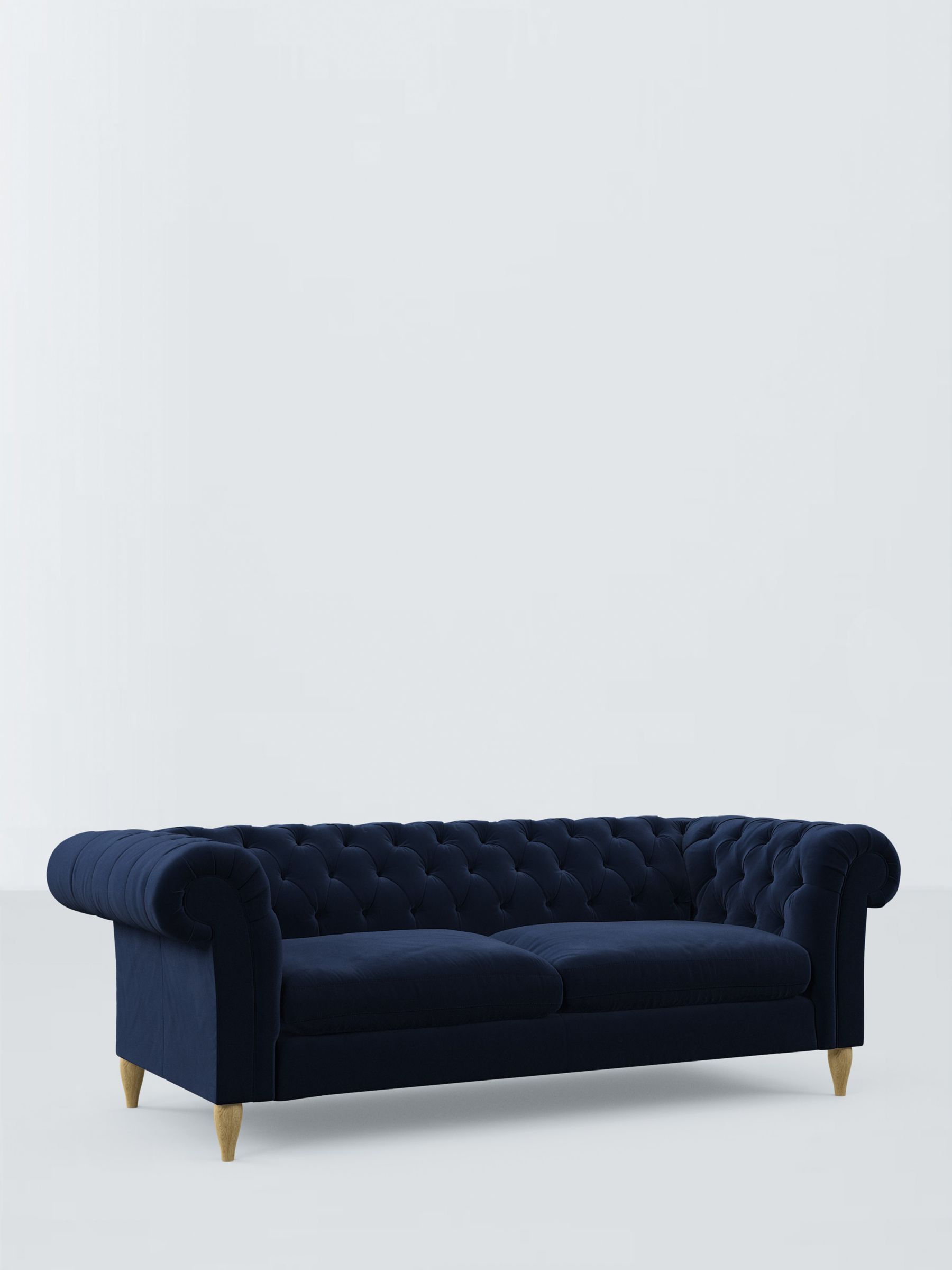 Cromwell Range, John Lewis Cromwell Grand 4 Seater Sofa, Light Leg, Easy Clean Plush Velvet Navy