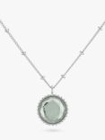 Auree Barcelona Personalised Birthstone Sterling Silver Beaded Pendant Necklace, Green Amethyst - August