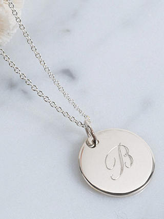 Auree Pembroke Personalisable Sterling Silver Pendant Necklace, Silver