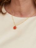 Auree Barcelona Personalised Birthstone Gold Vermeil Beaded Pendant Necklace, Carnelian - Orange
