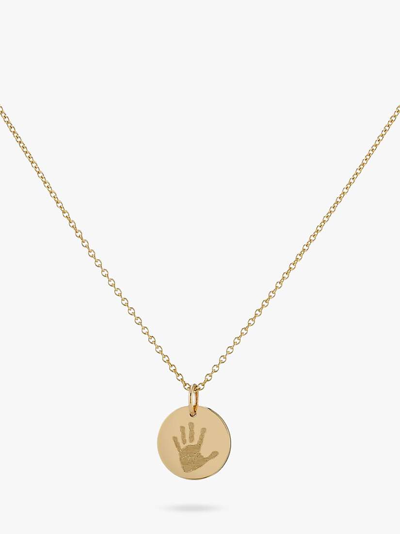 Buy Auree Bellevue Personalised 9ct Yellow Gold Handprint Pendant Necklace, Gold Online at johnlewis.com