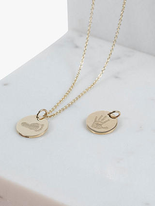 Auree Bellevue Personalised 9ct Yellow Gold Handprint Pendant Necklace, Gold