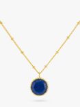 Auree Barcelona Personalised Birthstone Gold Vermeil Beaded Pendant Necklace, Lapis Lazuli - September